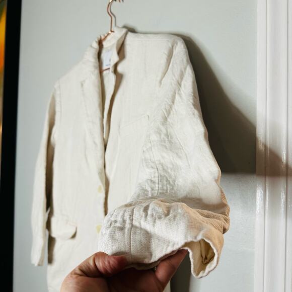 ANNIE BING Eggshell White Classic Oversized Linen Double Button Blazer Size S - Picture 6 of 13